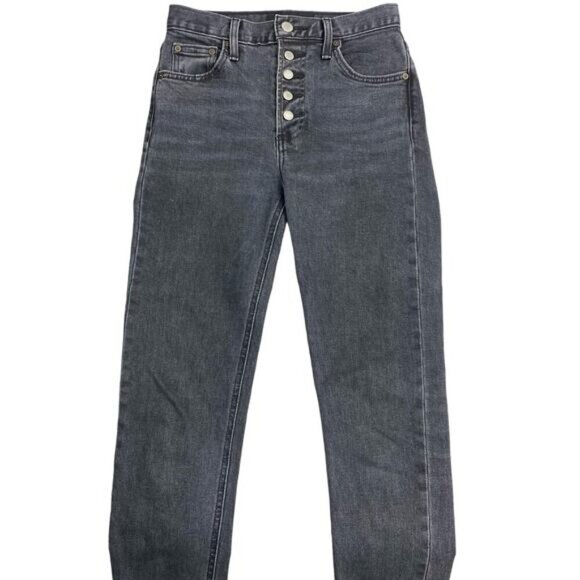 DENIM FORUM Aritzia The Yoko High Rise Slim Jean Sz 23 Frayed Cut Off Hem - Picture 3 of 12